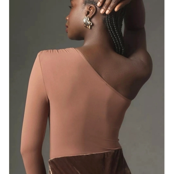 NWT Anthropologie Seamless 1 shoulder bodysuit thong size L / XL in Brown - Picture 4 of 8